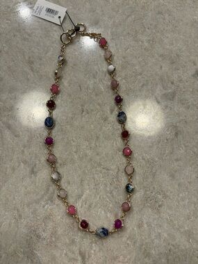 Chico's Gold-Tone Multicolor Beaded Station Necklace